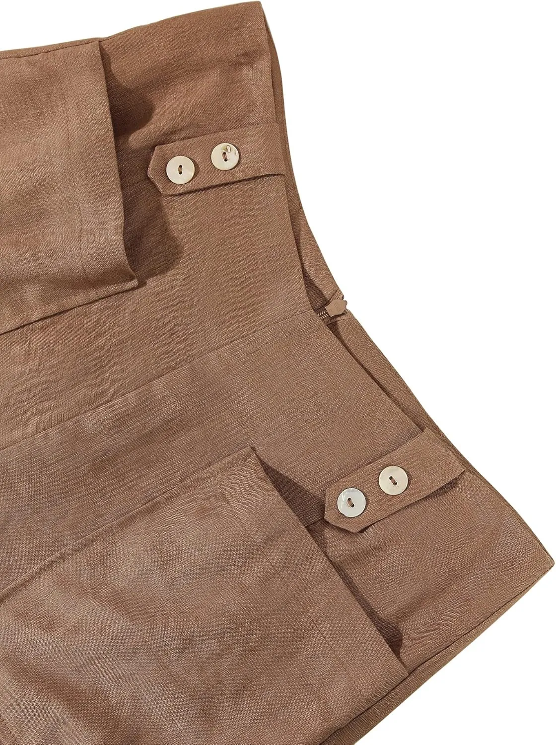 Amazhiyu Womens Pure Linen High Waist Wide Leg Pants with Pockets for Casual Summer