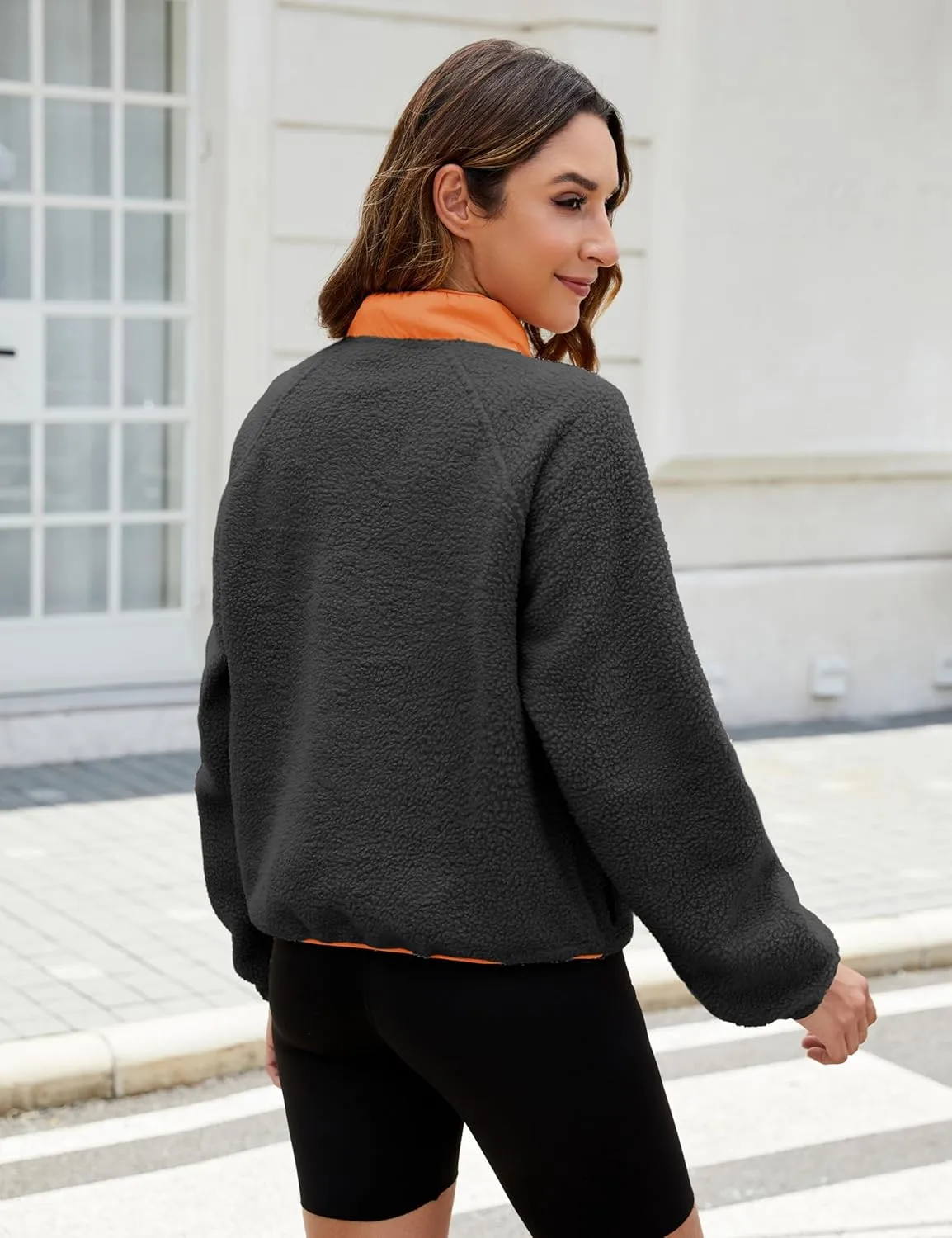 AMEBELLE Womens Lightweight Fleece Pullover Jacket Cropped Fall Winter Fuzzy Sherpa Jacket Sweatshirt Coat with Pockets