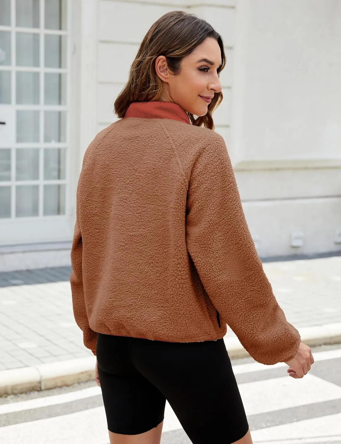 AMEBELLE Womens Lightweight Fleece Pullover Jacket Cropped Fall Winter Fuzzy Sherpa Jacket Sweatshirt Coat with Pockets