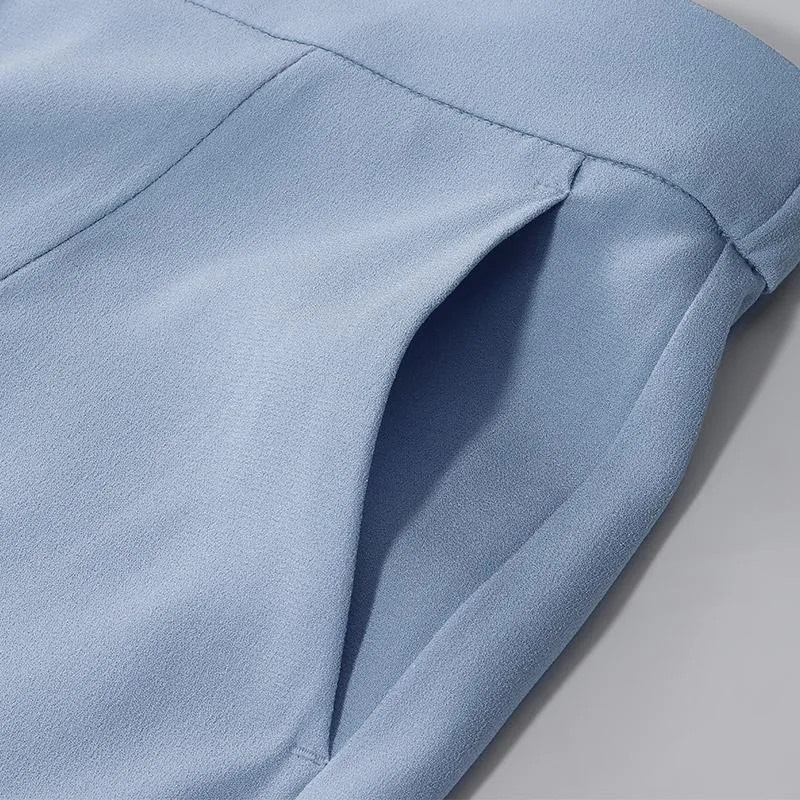 Blue Triacetate Wide Leg Women Pants