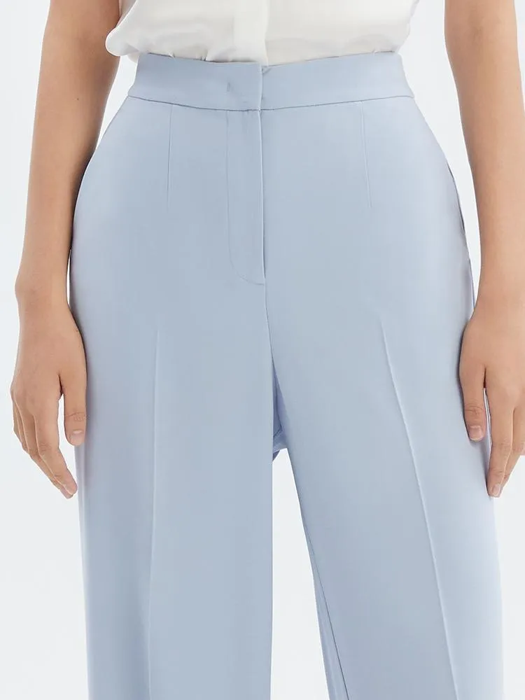 Blue Triacetate Wide Leg Women Pants