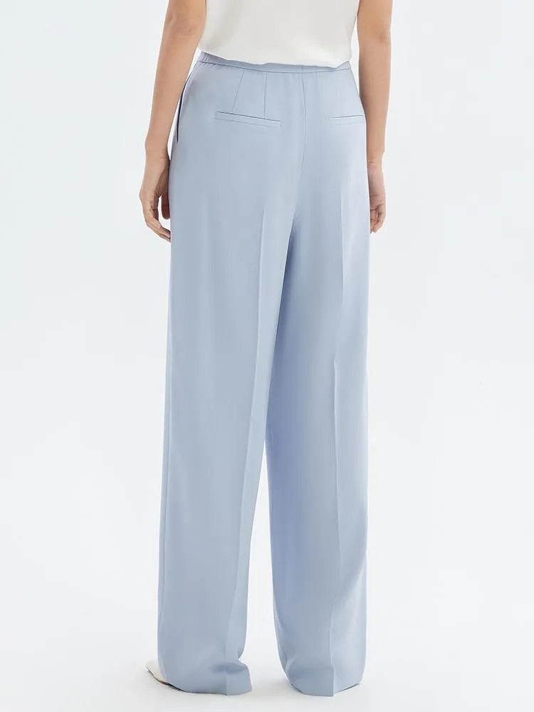 Blue Triacetate Wide Leg Women Pants