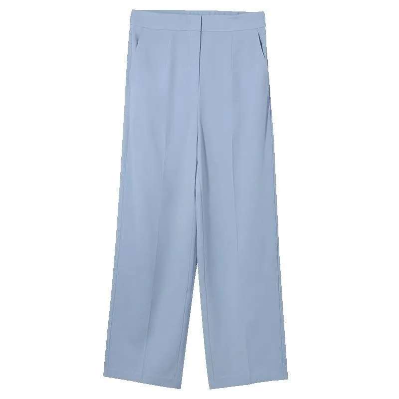 Blue Triacetate Wide Leg Women Pants
