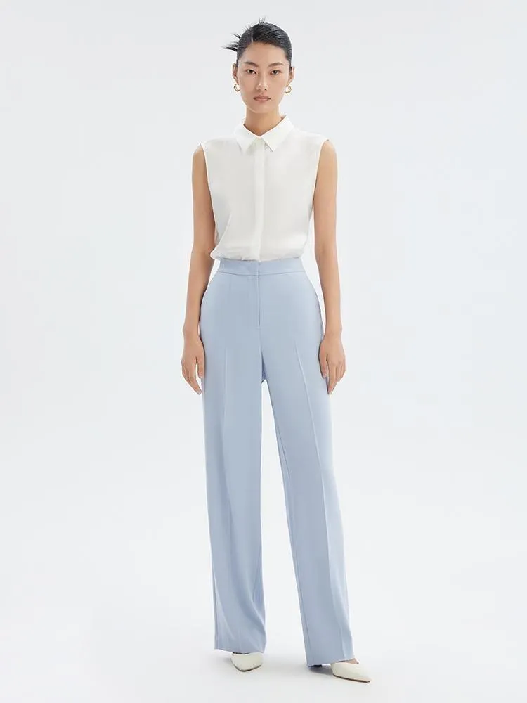 Blue Triacetate Wide Leg Women Pants