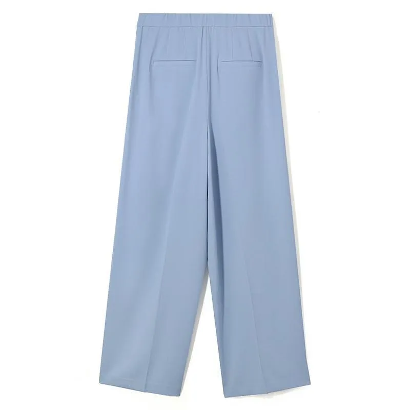 Blue Triacetate Wide Leg Women Pants
