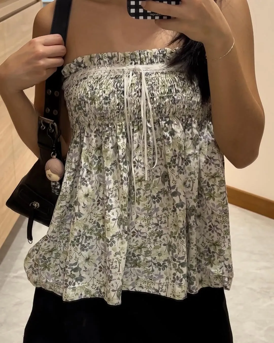 Bocymolay Women Strapless Peplum Top Ruffle Hem Tube Bandeau Top Backless Sleeveless Tank Top Summer Going Out