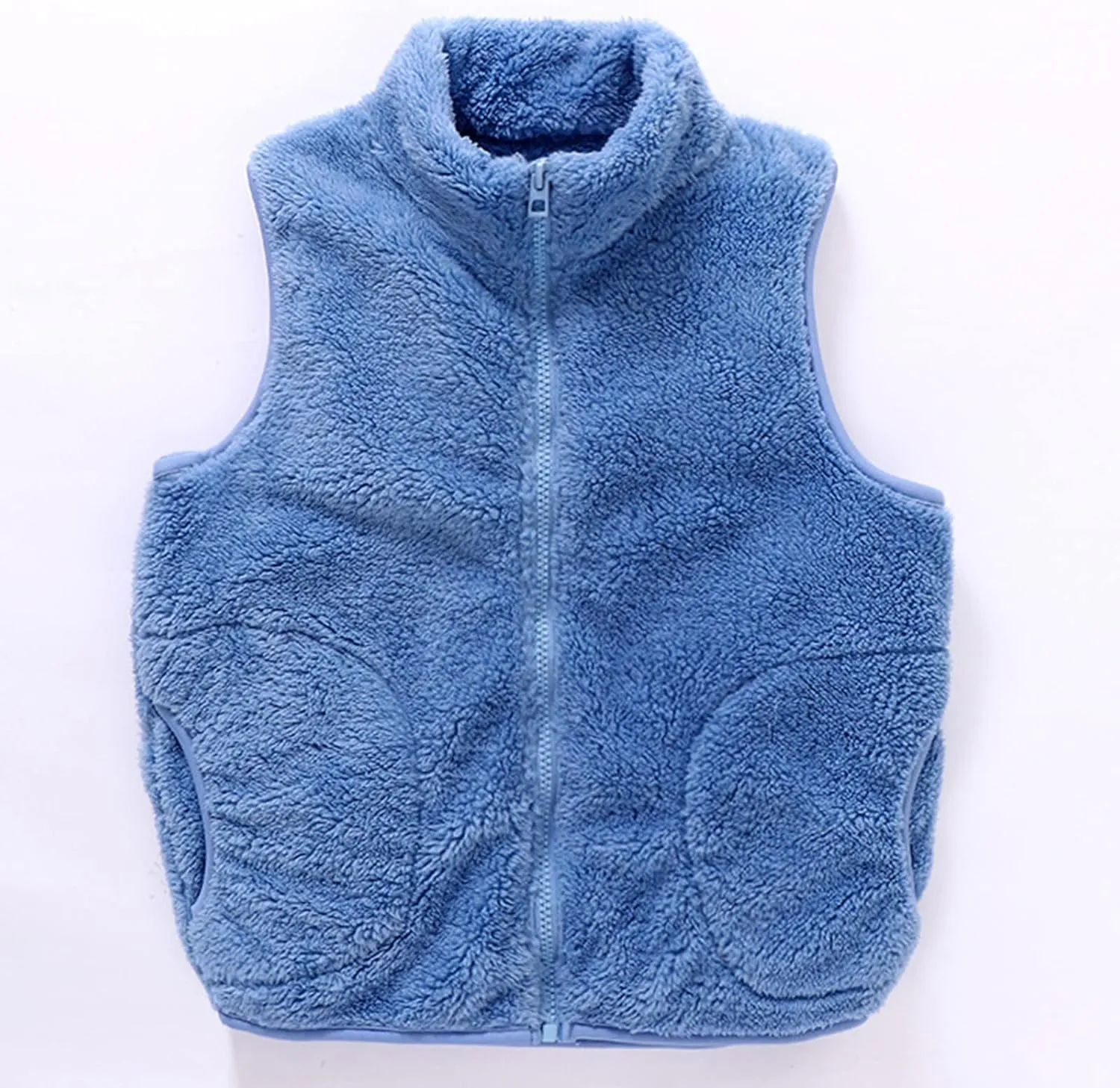 Boys Girls Sherpa Fleece Vest Full Zip Collar Sleeveless Jacket Kids Lightweight Windproof Coat Winter Warm Waistcoat