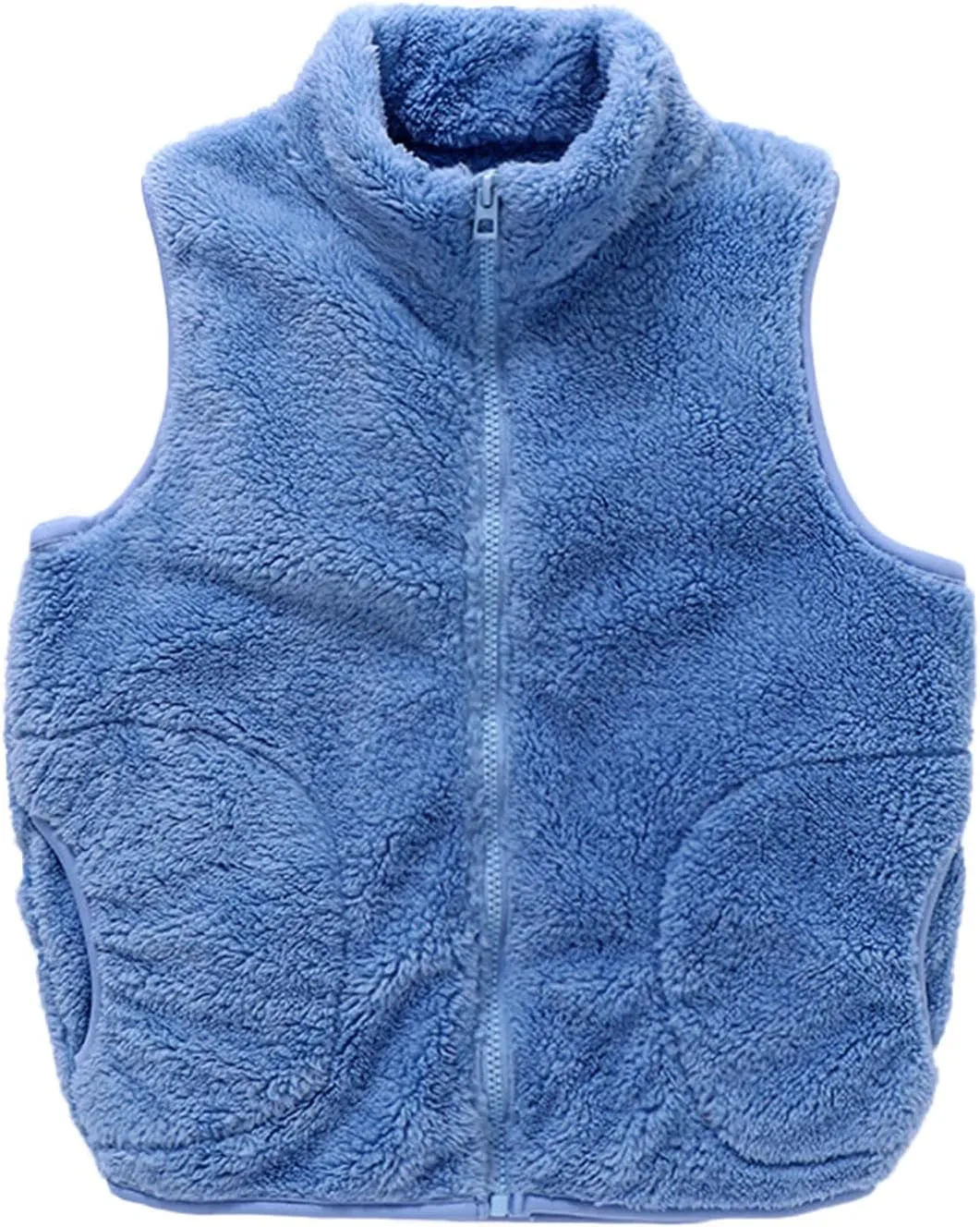 Boys Girls Sherpa Fleece Vest Full Zip Collar Sleeveless Jacket Kids Lightweight Windproof Coat Winter Warm Waistcoat