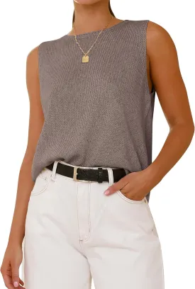 BTFBM Women's Sleeveless Sweater Vest 2025 Summer Crew Neck Ribbed Knit Lightweight Pullover Casual Loose Fit Tank Tops