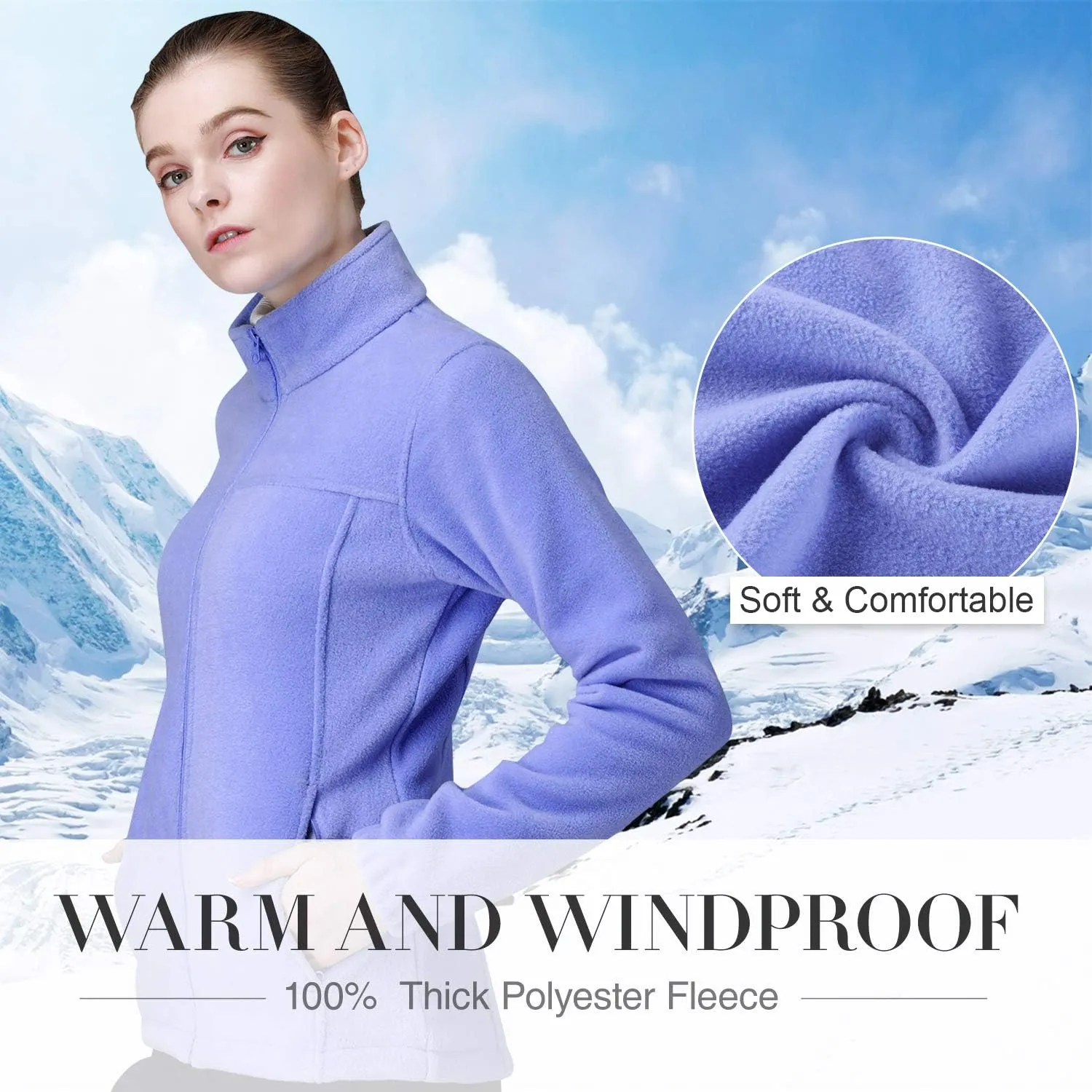 CAMEL CROWN Women Full Zip Fleece Jackets with Pockets Soft Polar Fleece Coat Jacket Sweater for Spring Outdoor