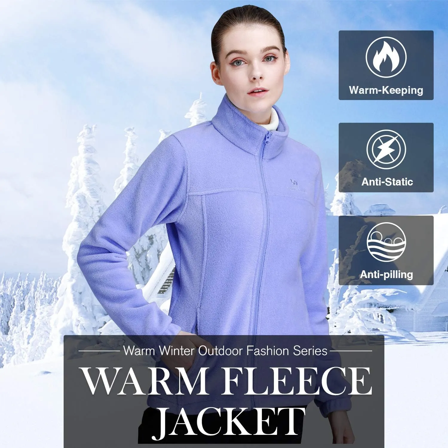 CAMEL CROWN Women Full Zip Fleece Jackets with Pockets Soft Polar Fleece Coat Jacket Sweater for Spring Outdoor