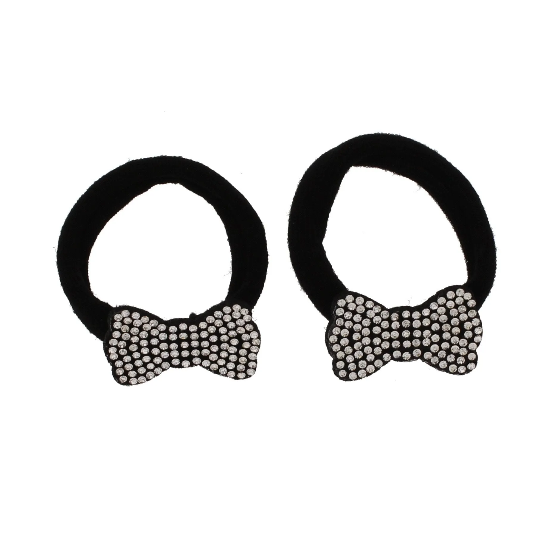 Card of Two 5cm Jersey Endless Elastics/ Ponios with Stone Motif