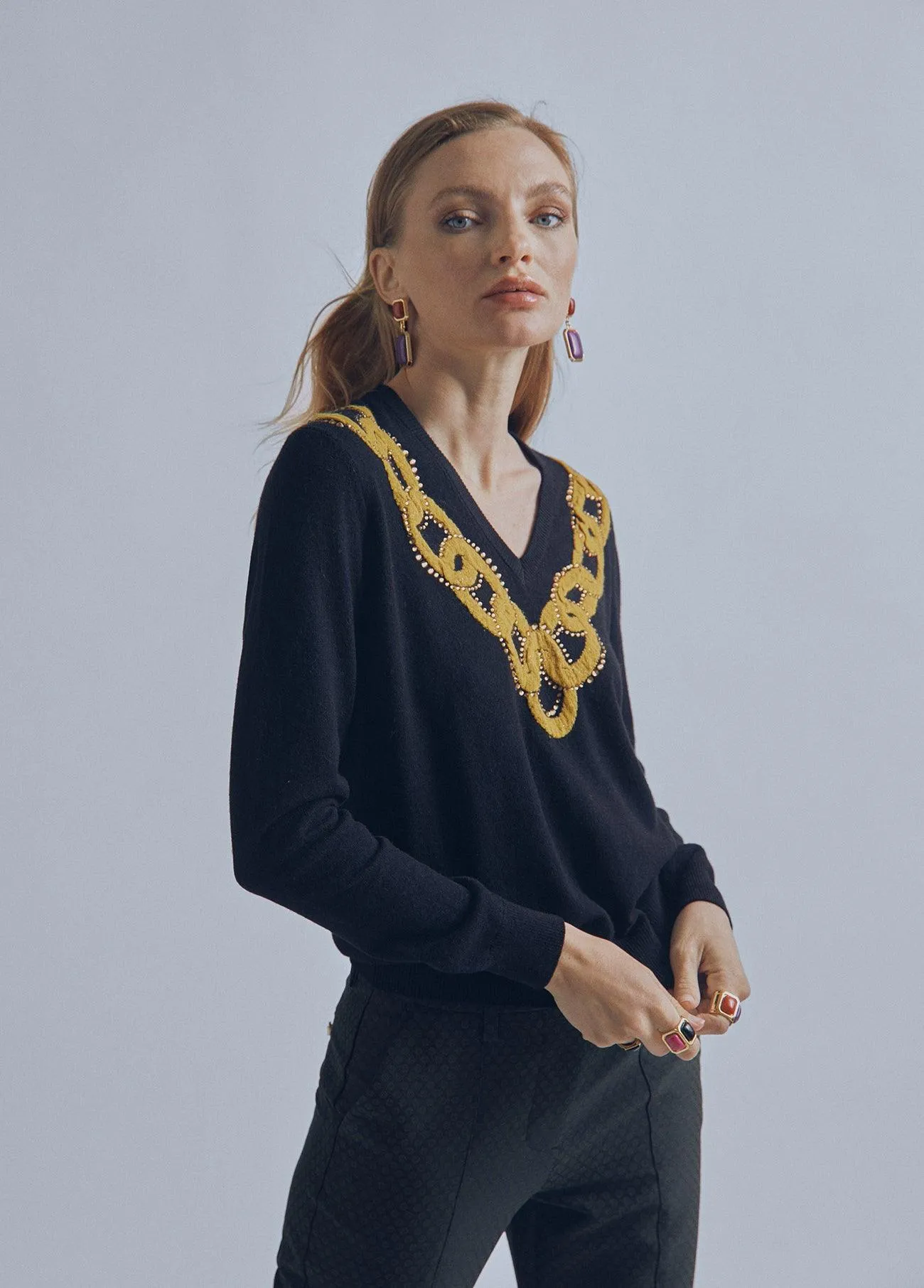 Chain jacquard sweater