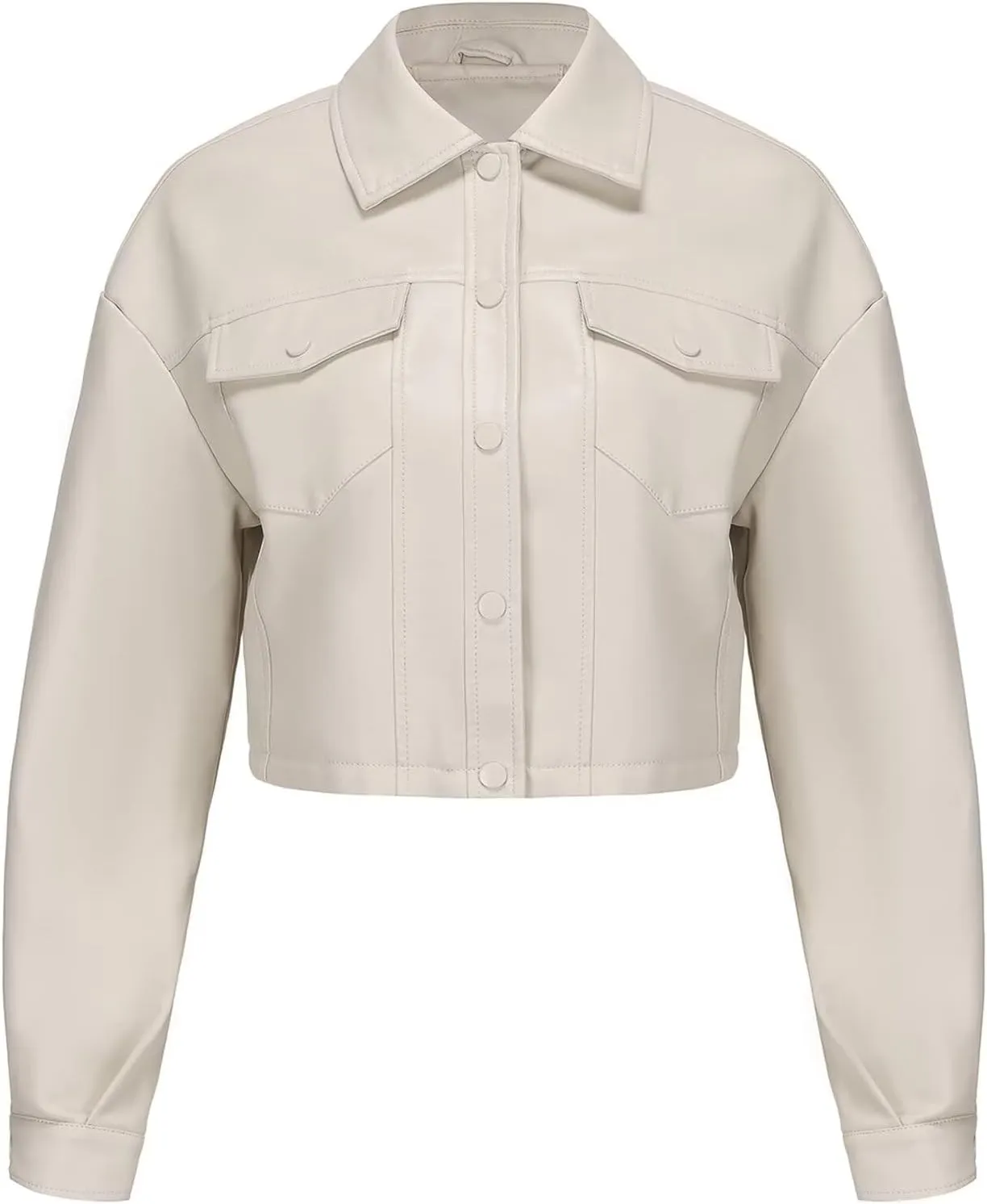 CHIGUO Women Faux Leather Cropped Jacket Trendy Moto Biker Short Jacket Fashion PU Coat Party Jacket