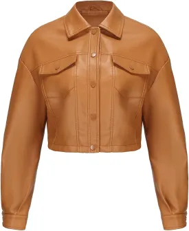 CHIGUO Women Faux Leather Cropped Jacket Trendy Moto Biker Short Jacket Fashion PU Coat Party Jacket