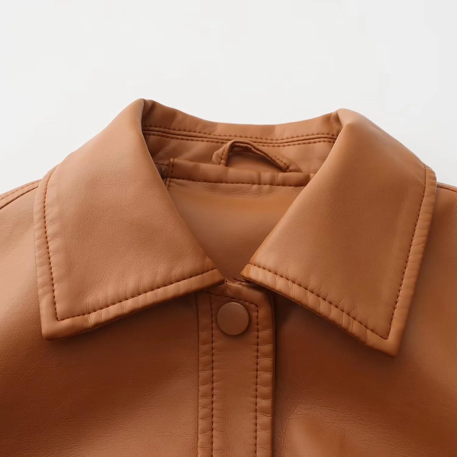 CHIGUO Women Faux Leather Cropped Jacket Trendy Moto Biker Short Jacket Fashion PU Coat Party Jacket