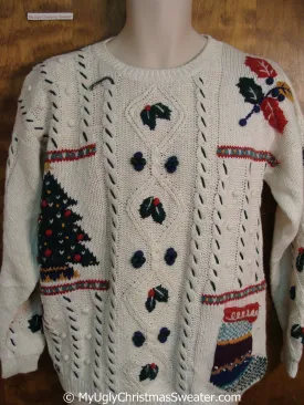 Christmas Sweater with Tree Stocking and Ivy