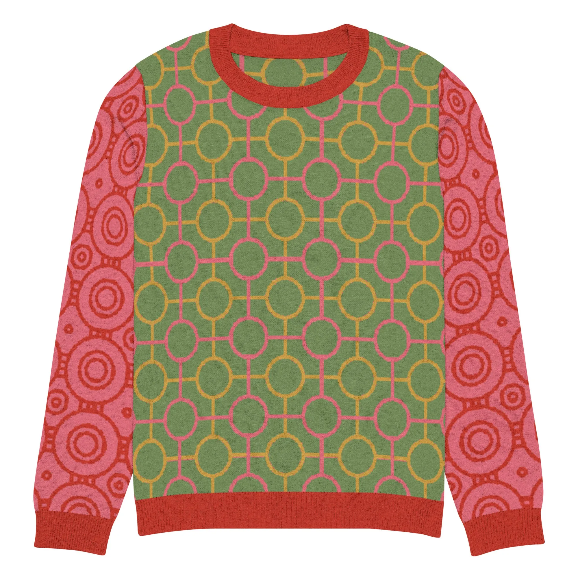 Circle Mind Jerk in Green Knitted Crewneck Sweater