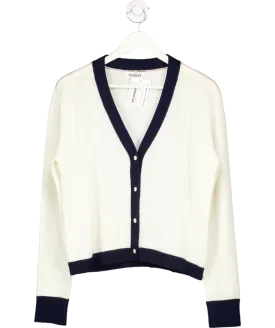 Cloeys Colourblock Softest 100% Cashmere Cardigan White & Blue UK M/L