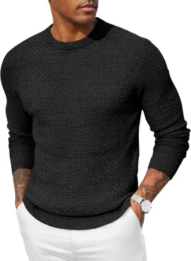COOFANDY Men Dress Crewneck Sweater Pullover Knit Long Sleeve Casual Slim Fit Sweater