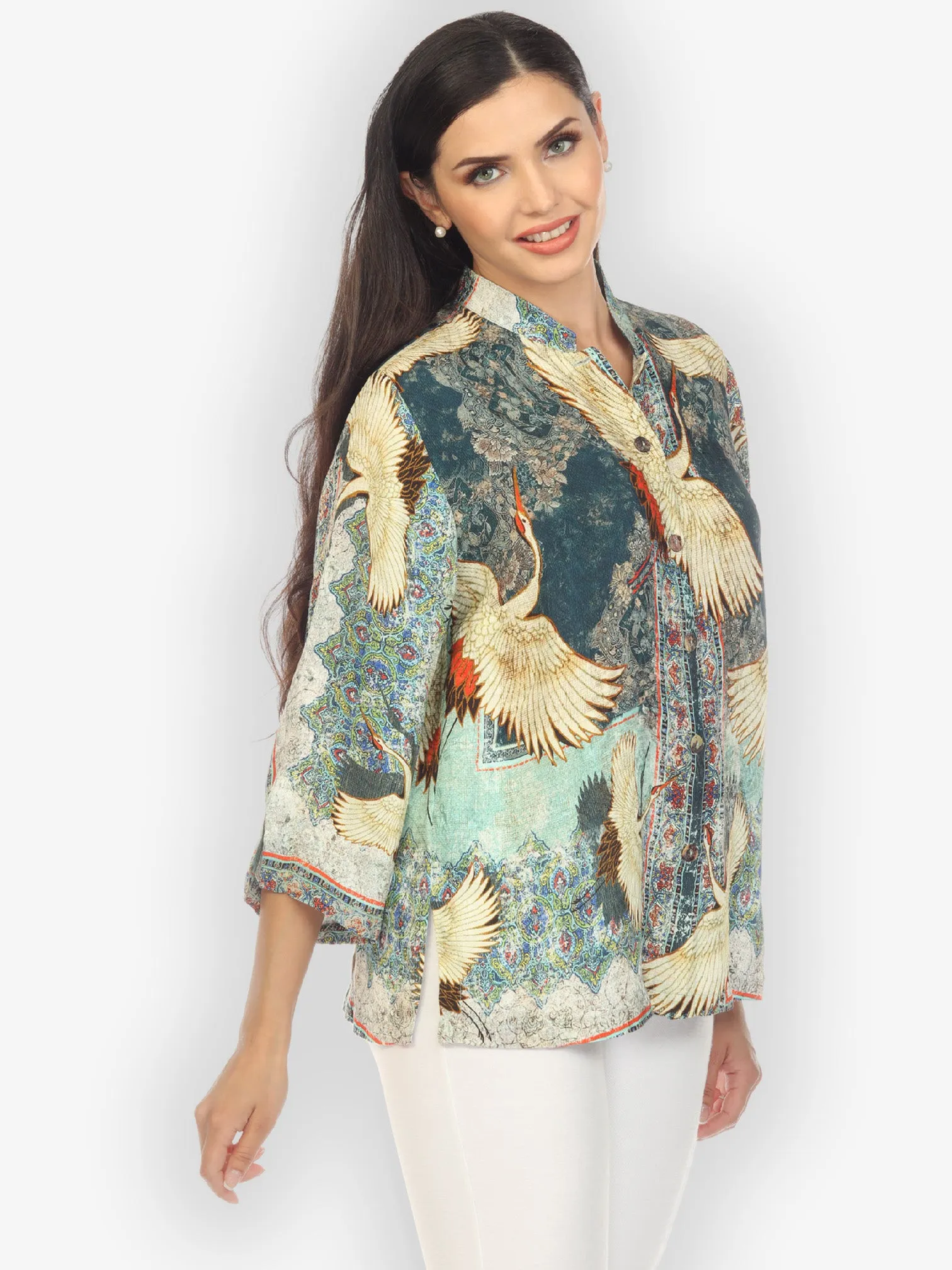 Crane Vintage Silk Blend Blouse
