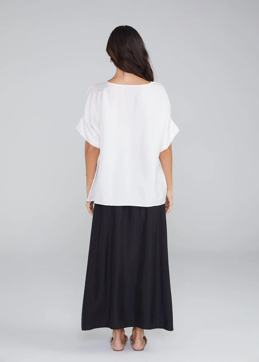 Dua Oversized Silk Top - Pearl
