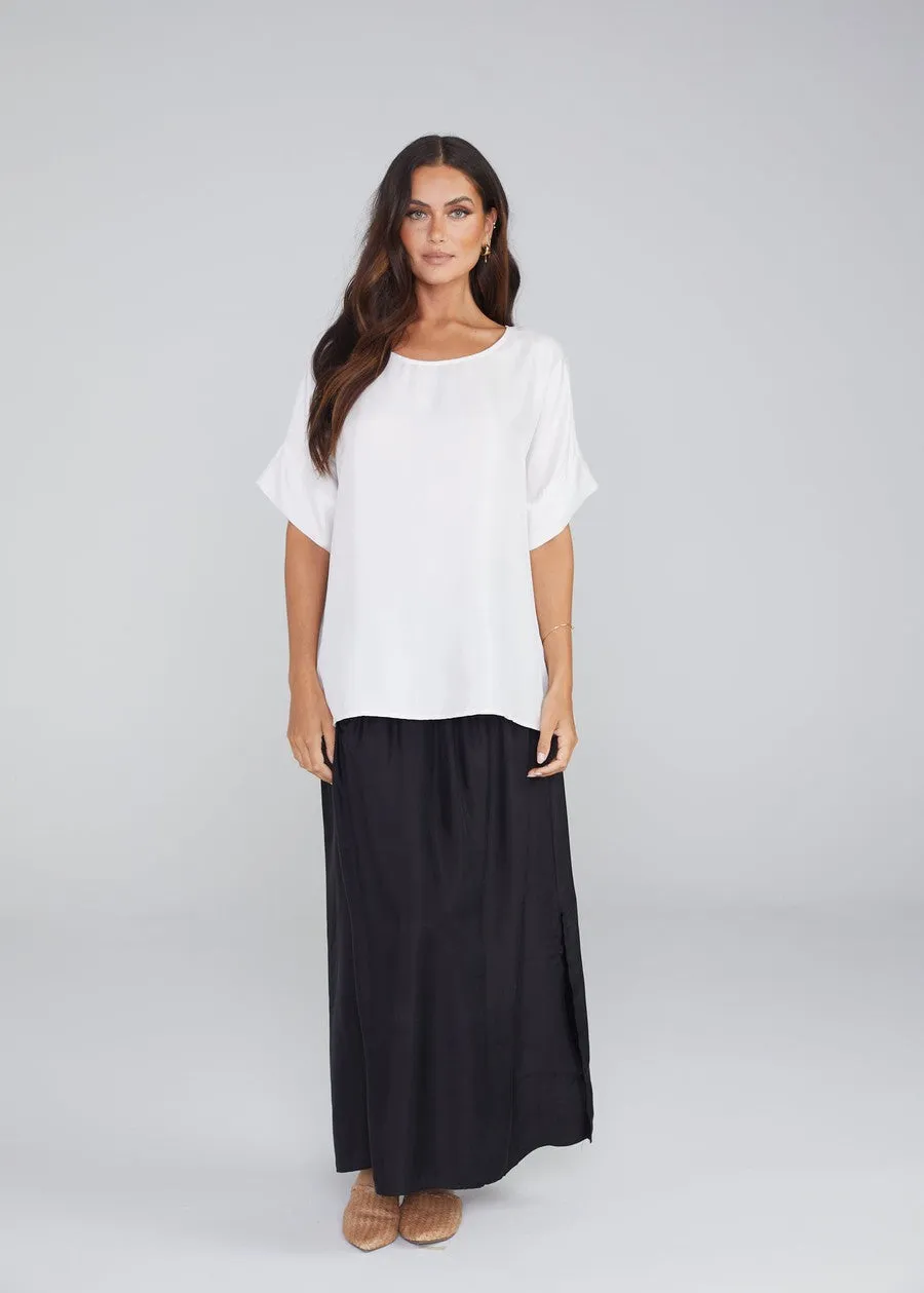 Dua Oversized Silk Top - Pearl