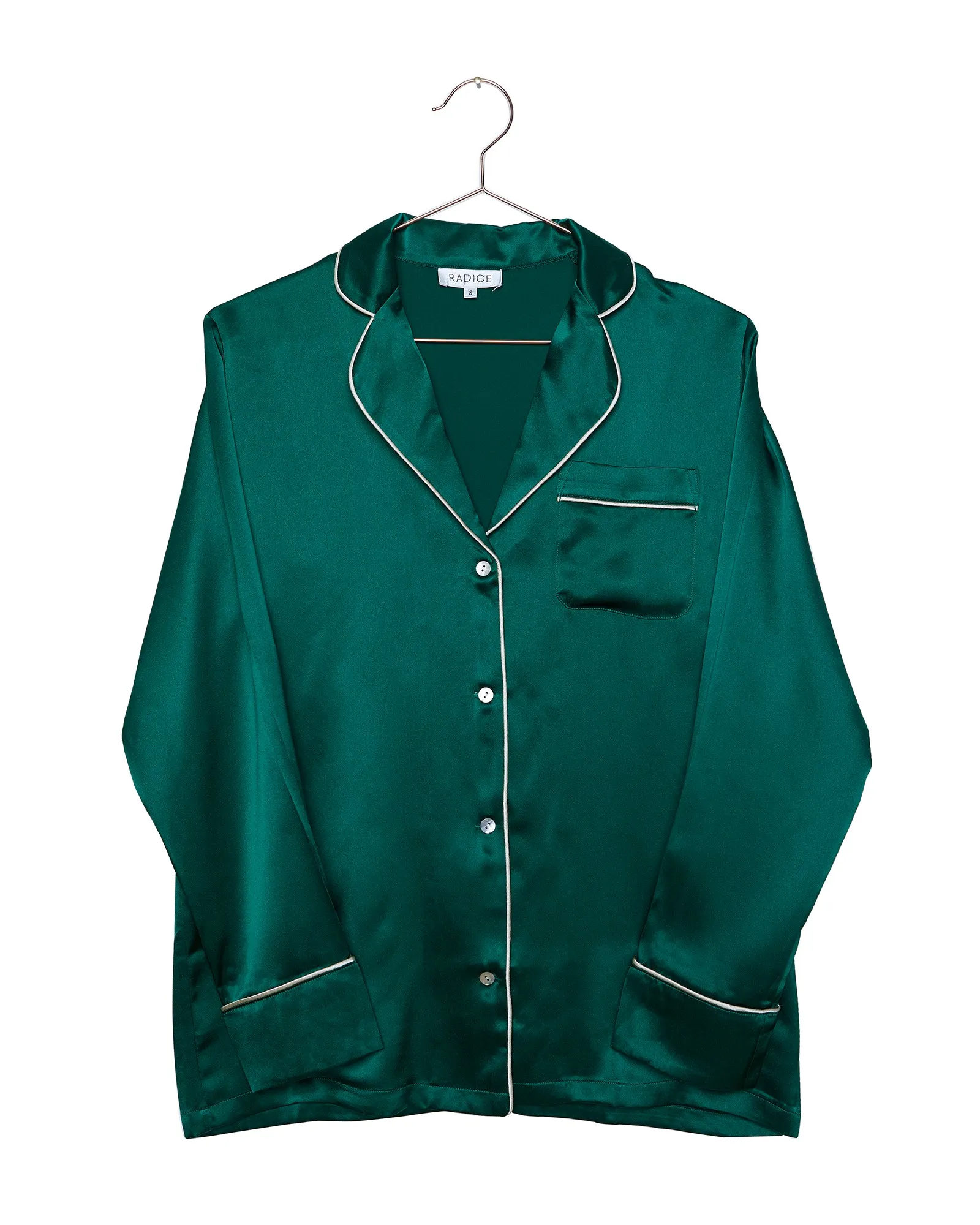Elisabetha Silk Pyjama in Deep Woods - Top