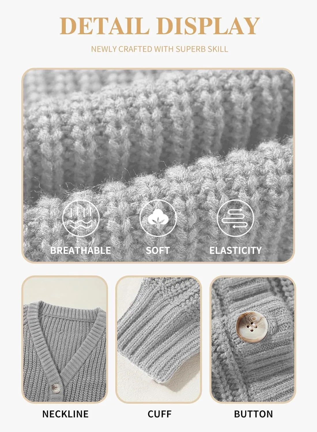 Eytino Womens Plus Size Cardigan Sweater Long Sleeve Button Down Chunky Knit Open Front Cardigans Outwear(1X-5X)