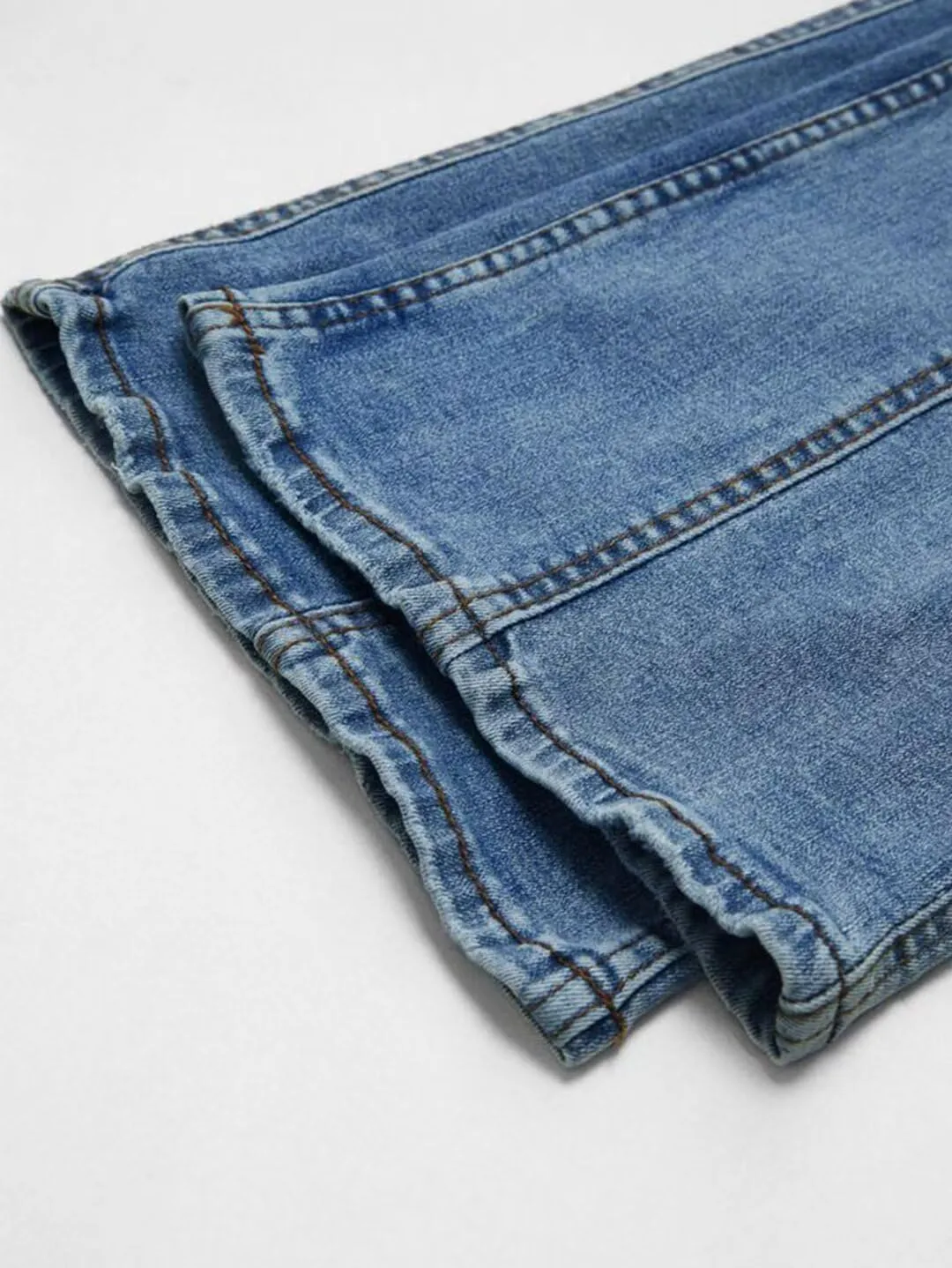 Flamingals Low Rise Bootcut Jeans for Women Wash Contrast Stitch Seam Front Flare Jeans