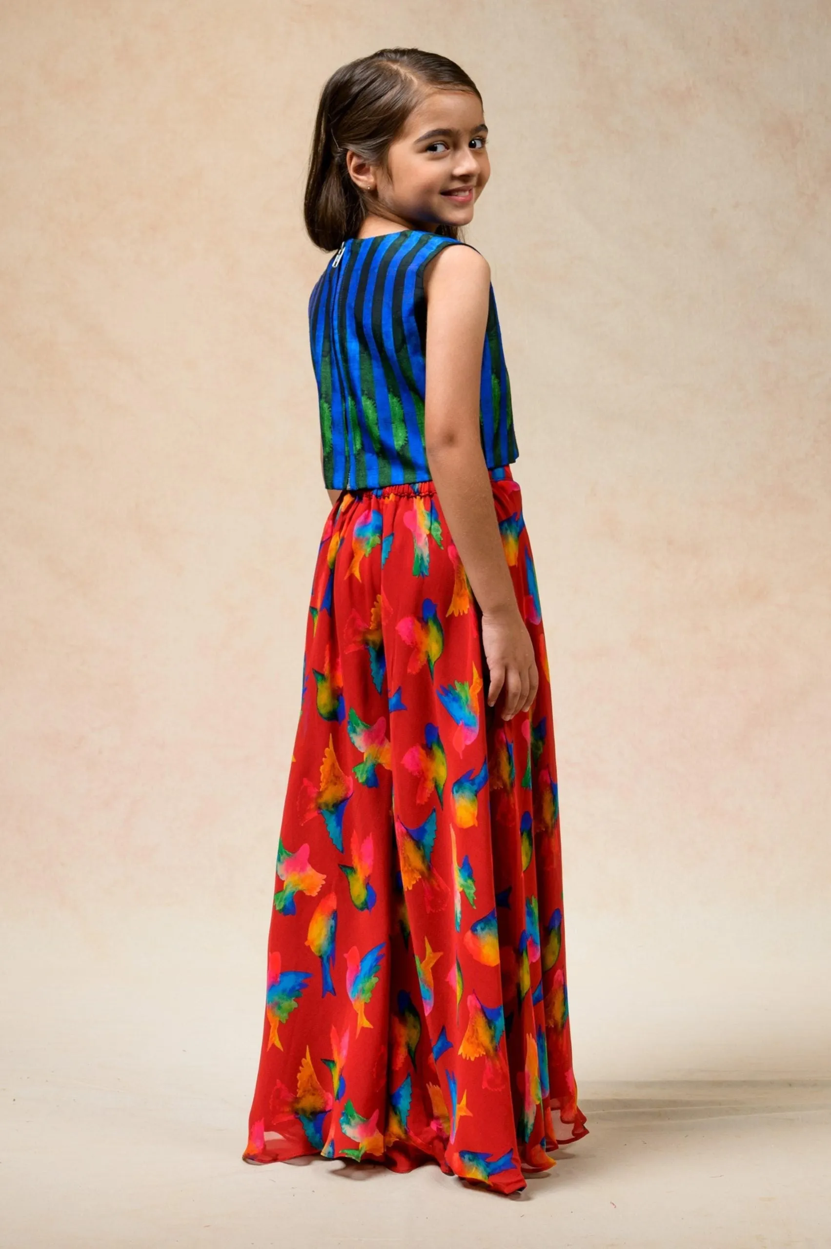 Flared sharara with top, dupatta