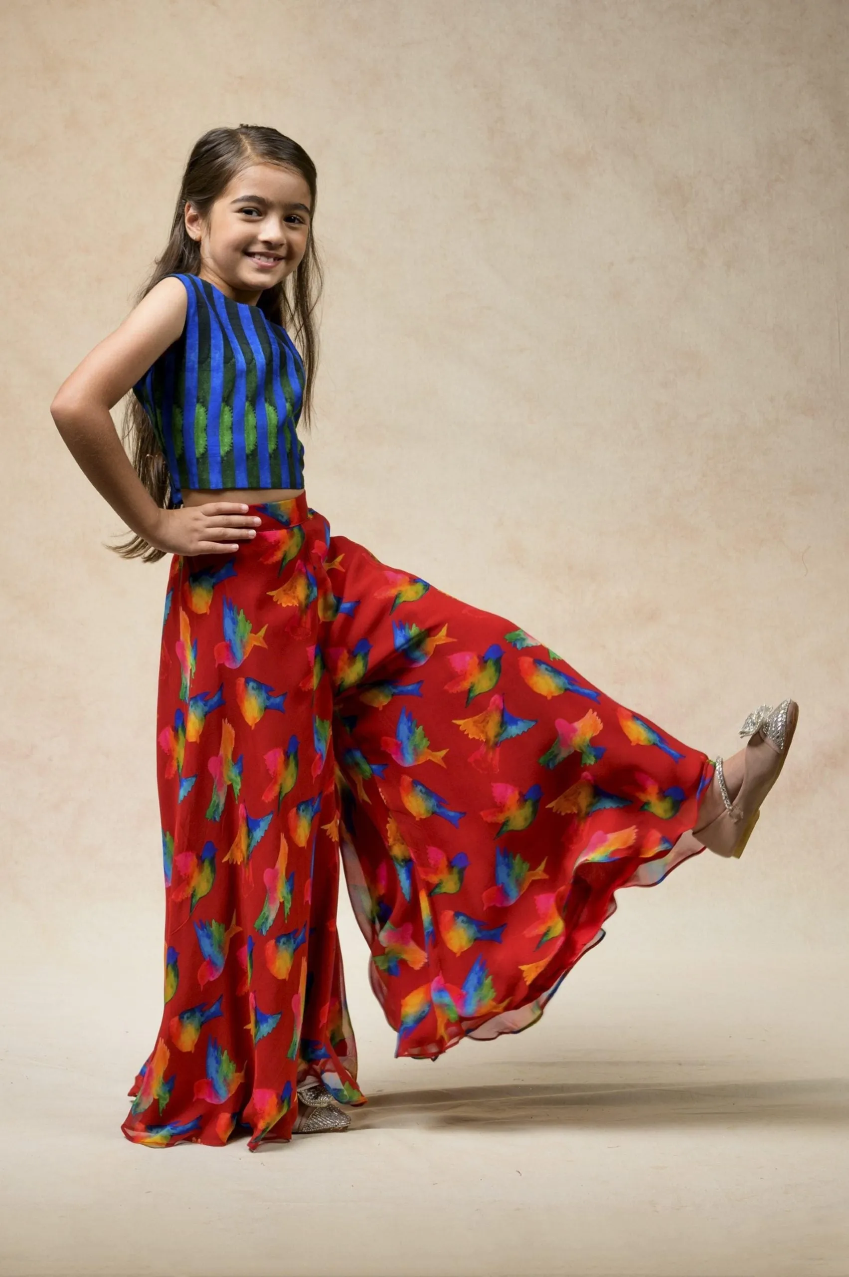 Flared sharara with top, dupatta