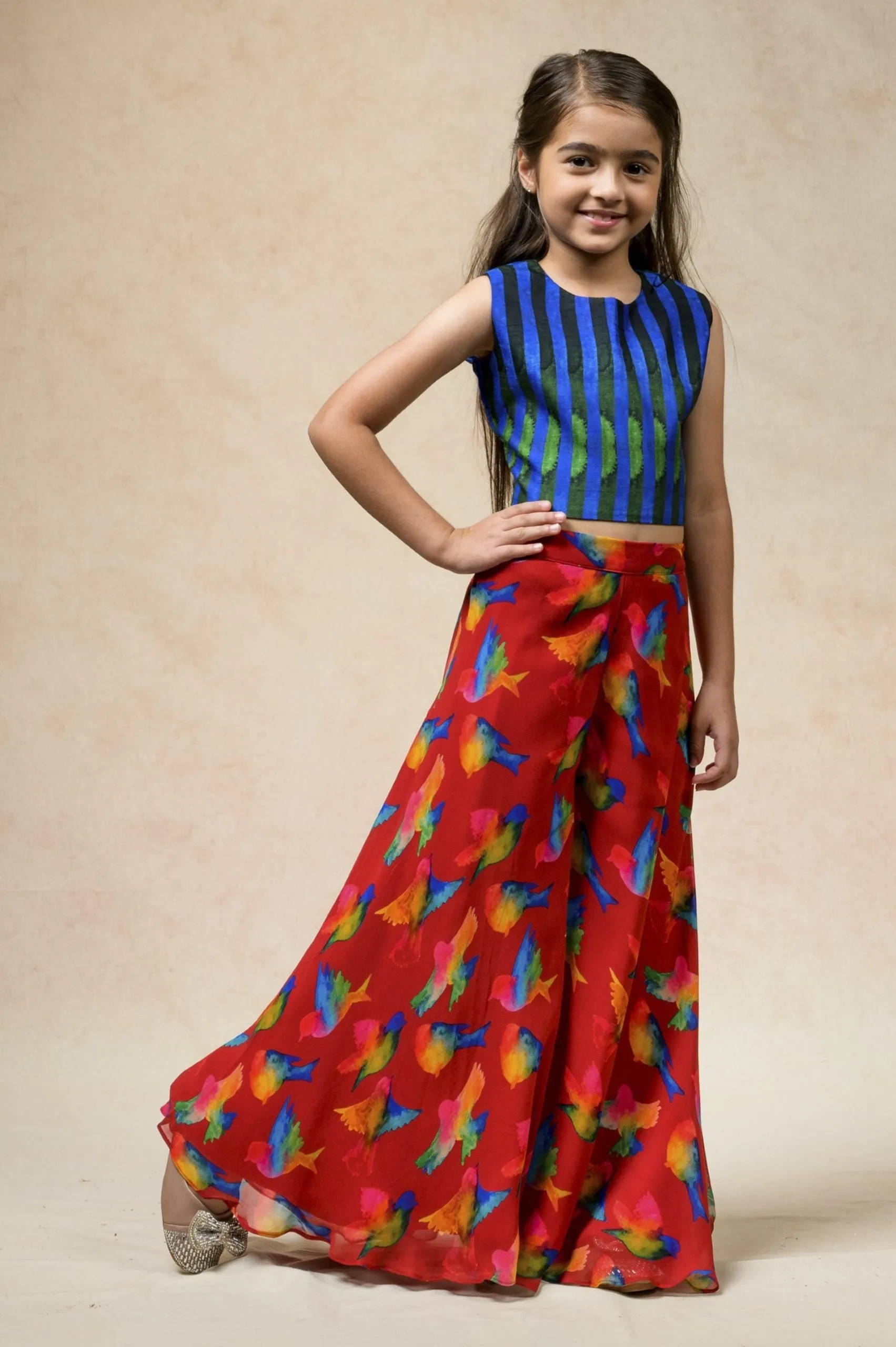 Flared sharara with top, dupatta