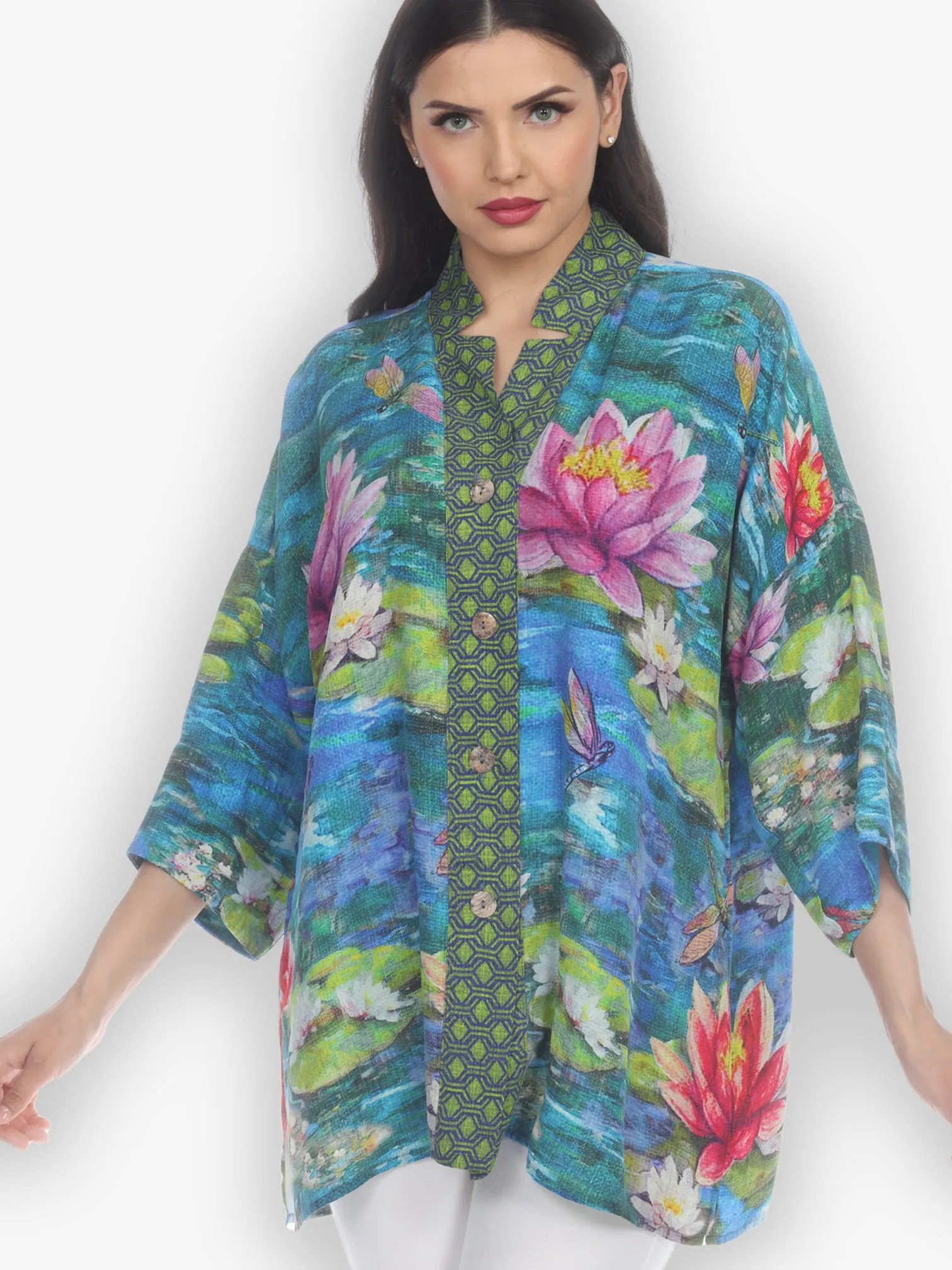 Garden of the Sun Silk Notch Collar Shirt