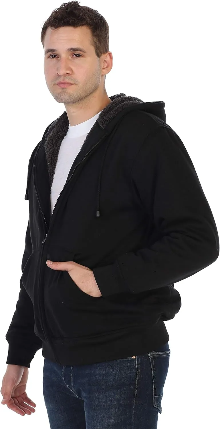 Gioberti Men's Soft Heavyweight Sherpa Lined Fleece Hoodie Jacket