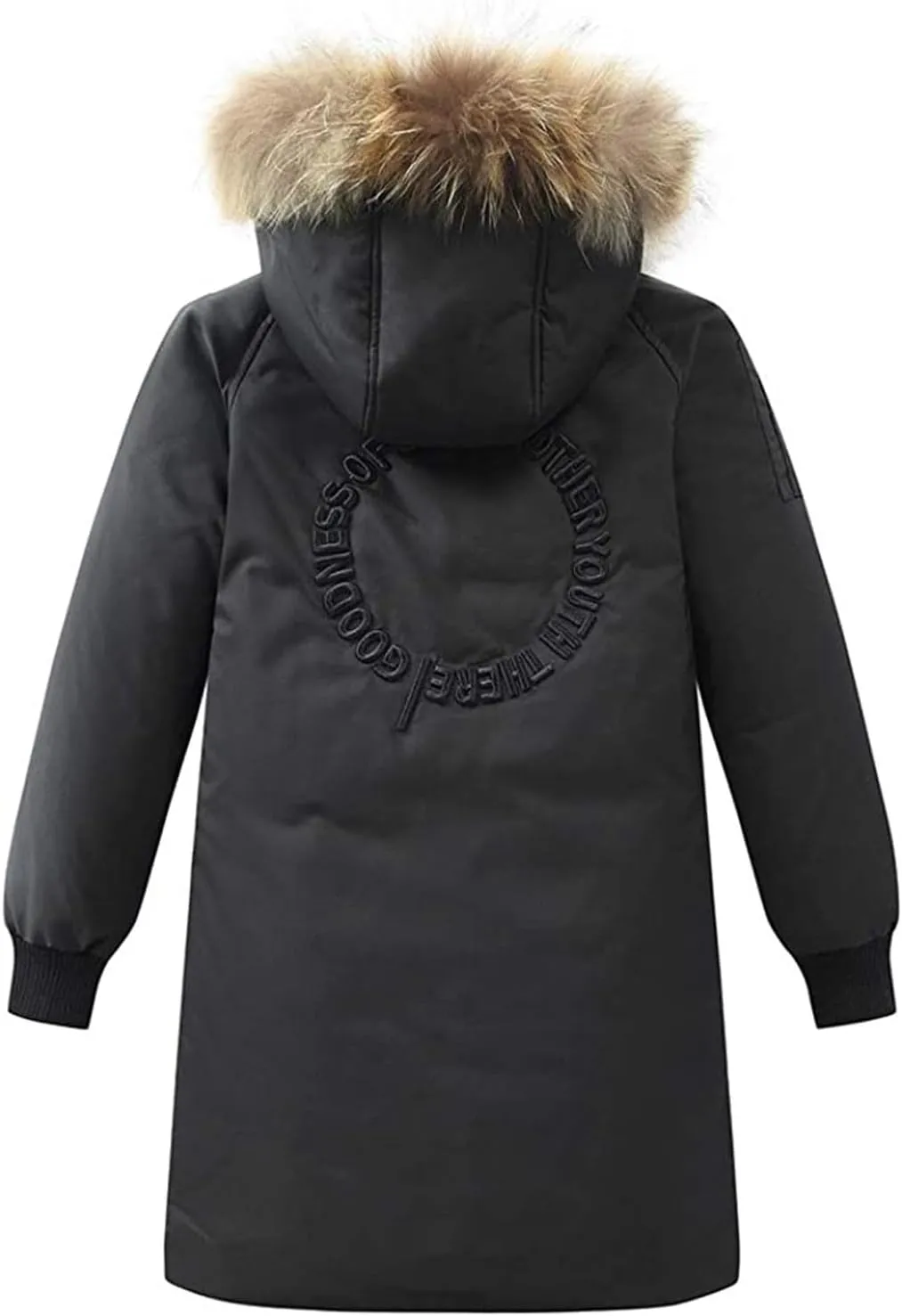 Girls Boys Long Winter Coat Heavyweight Puffer Jacket Insulated Parka with Fu Hooded Padded Down Coat for Kids