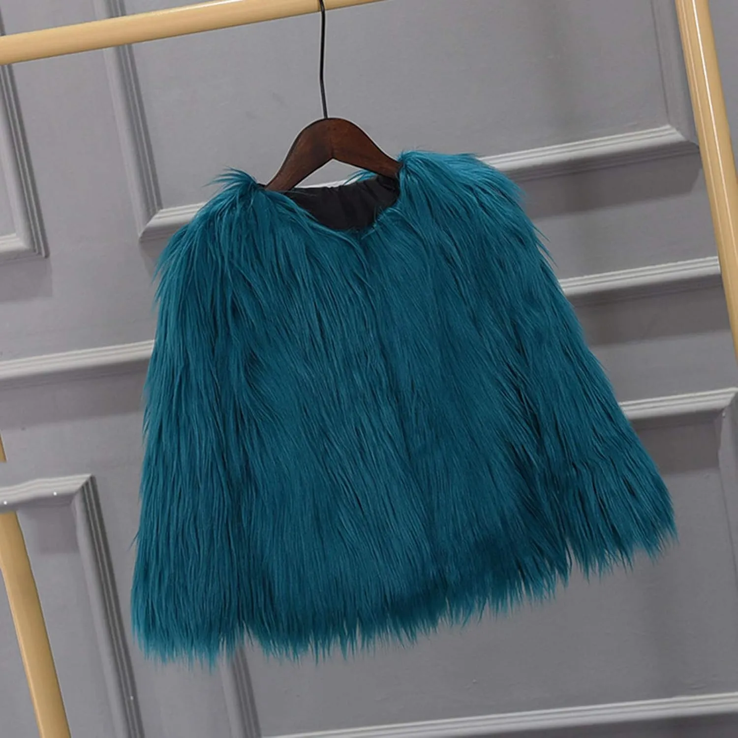 Girls Faux-Fur Jacket Coat Kids Fall Winter Thick Fleece Fuzzy Warm Outwear Tops Fashion Purple Fur Coat