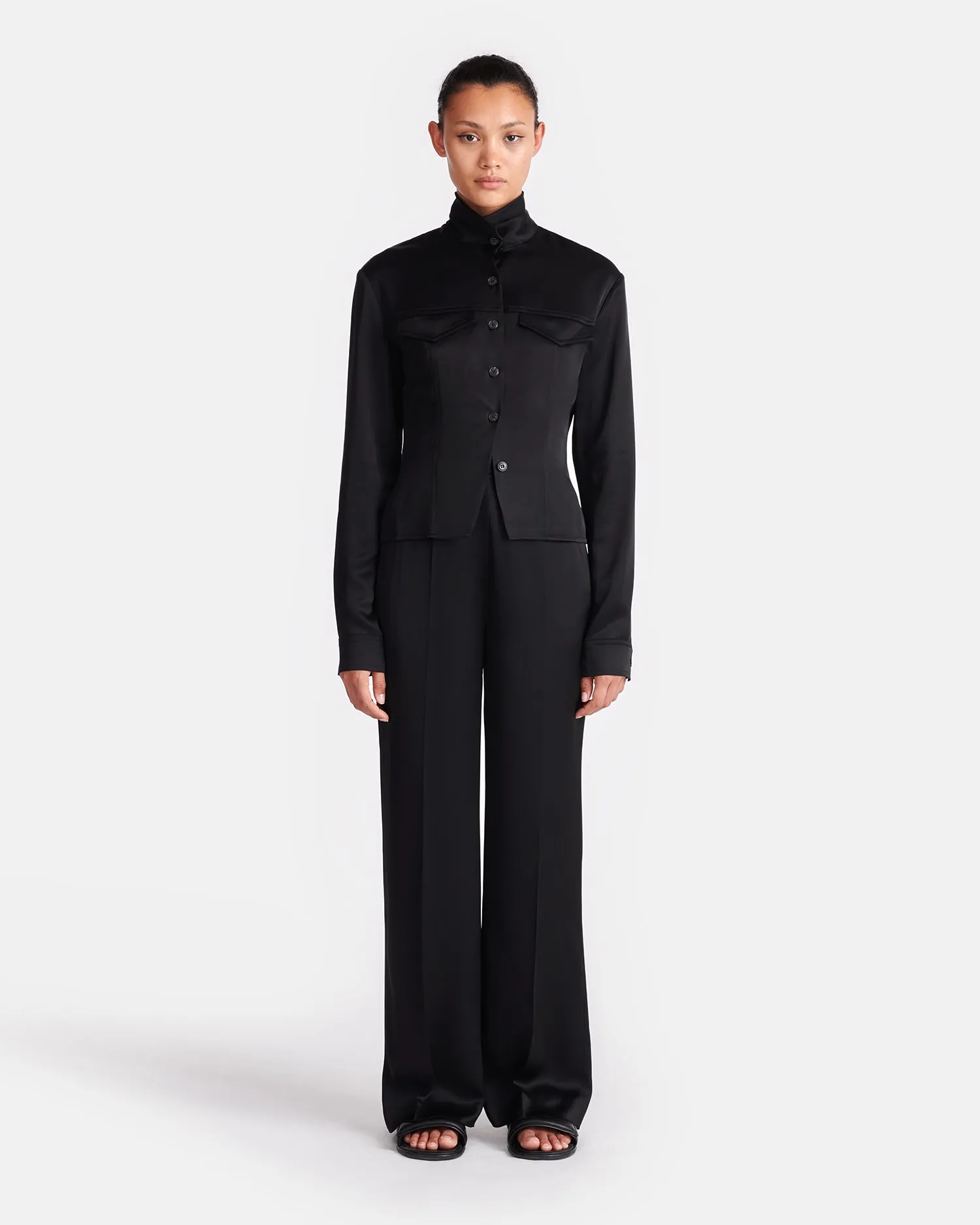 Gitta - Slip Satin Shirt - Black