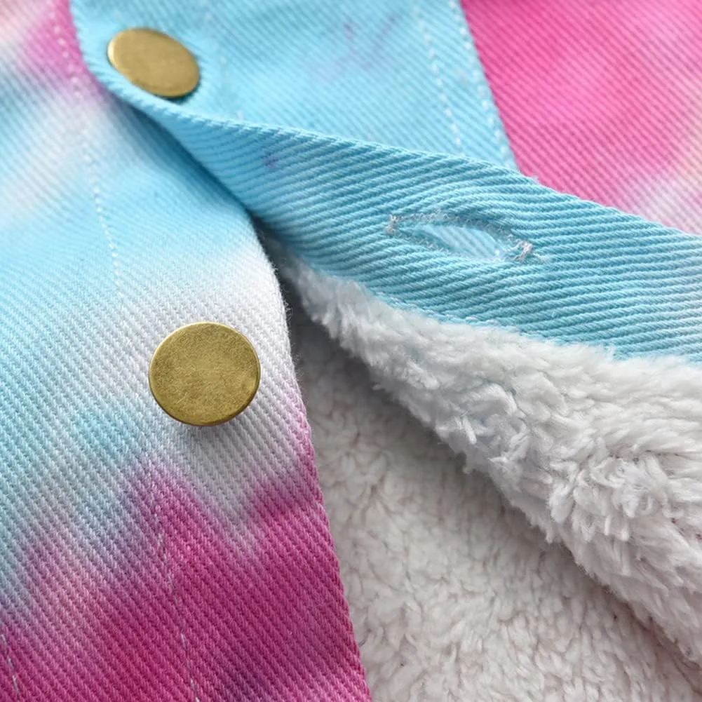 Hotmiss Toddler Baby Boys Girls Fleece Lined Denim Jacket Thicken Kids Fleece Jean Jacket Coat Winter Outwear