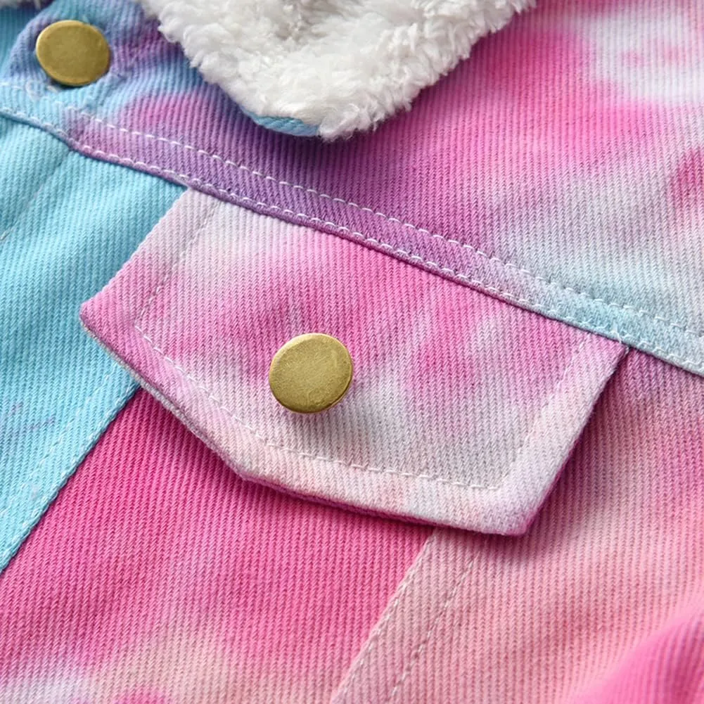 Hotmiss Toddler Baby Boys Girls Fleece Lined Denim Jacket Thicken Kids Fleece Jean Jacket Coat Winter Outwear