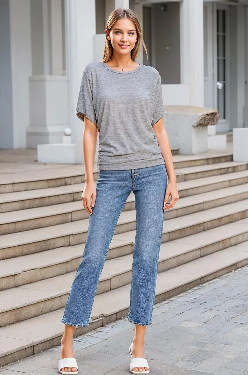 Hybrid & Company Womens Super Comfy Boat Neck Dolman Top Shirt