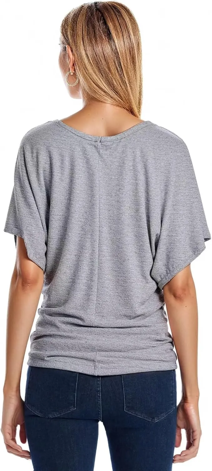 Hybrid & Company Womens Super Comfy Boat Neck Dolman Top Shirt