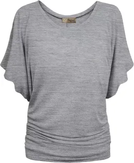 Hybrid & Company Womens Super Comfy Boat Neck Dolman Top Shirt