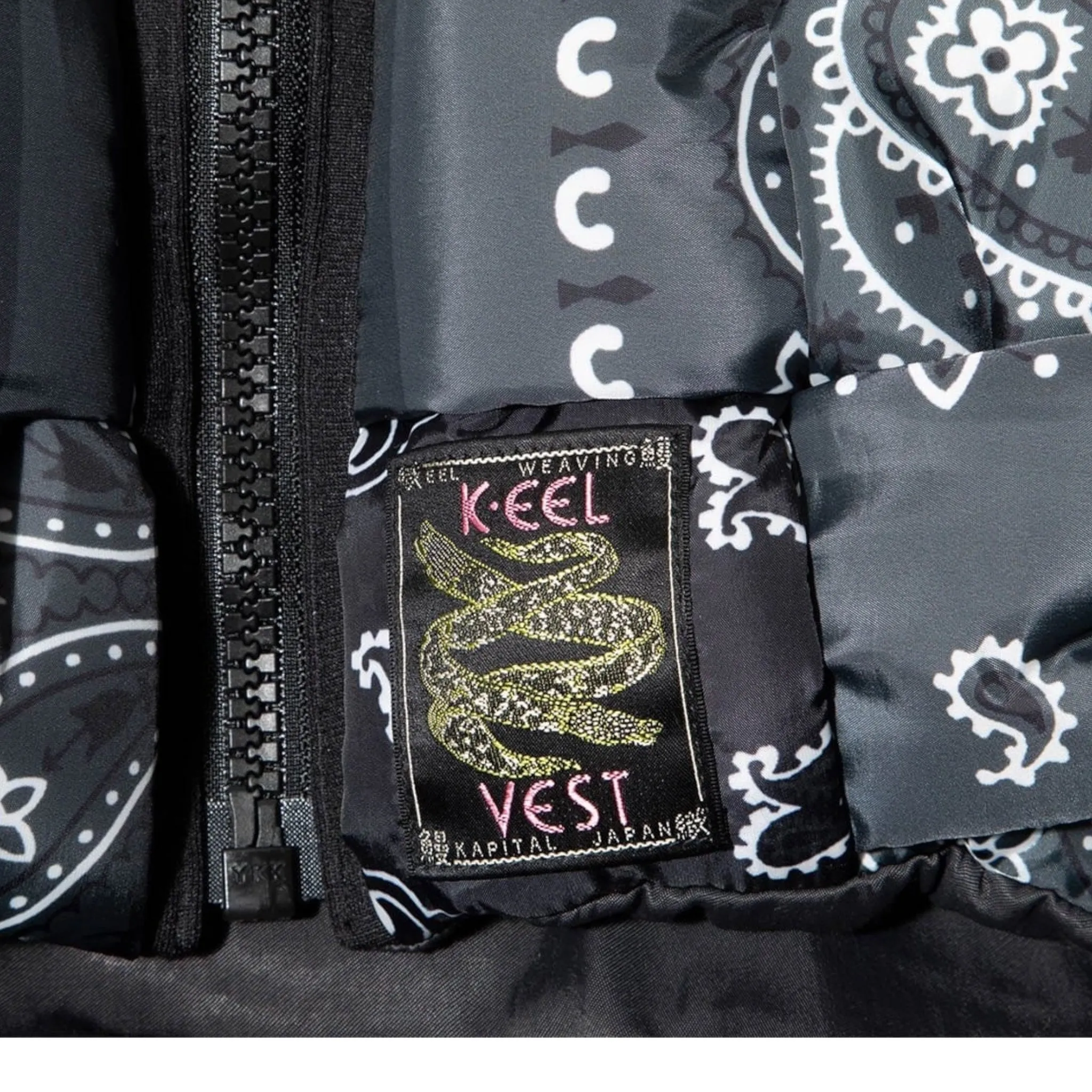 Kapital Nylon Bandana Down Vest Black