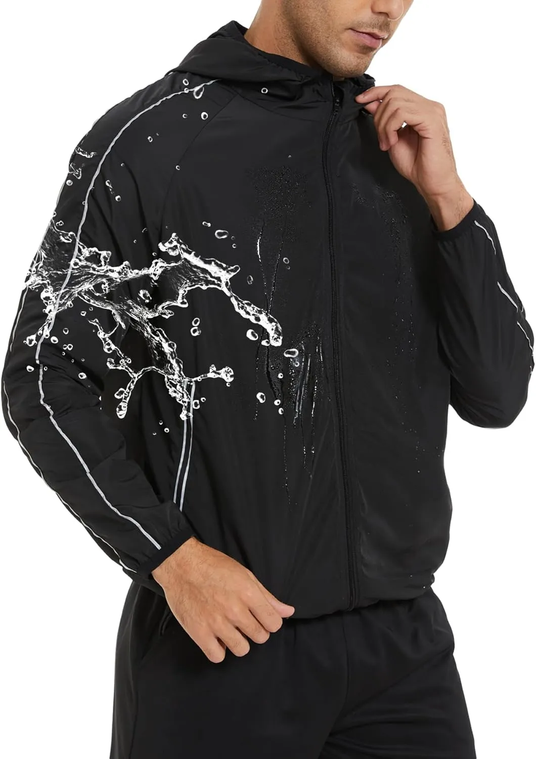 LAZAWG Lightweight Waterproof Rain Jacket Men Windproof Raincoat with Hood for Golf Cycling Running Ventures