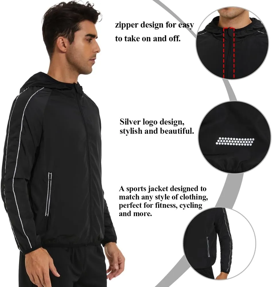 LAZAWG Lightweight Waterproof Rain Jacket Men Windproof Raincoat with Hood for Golf Cycling Running Ventures
