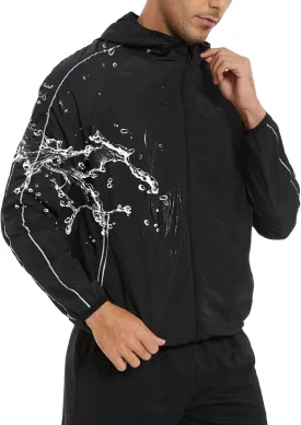LAZAWG Lightweight Waterproof Rain Jacket Men Windproof Raincoat with Hood for Golf Cycling Running Ventures