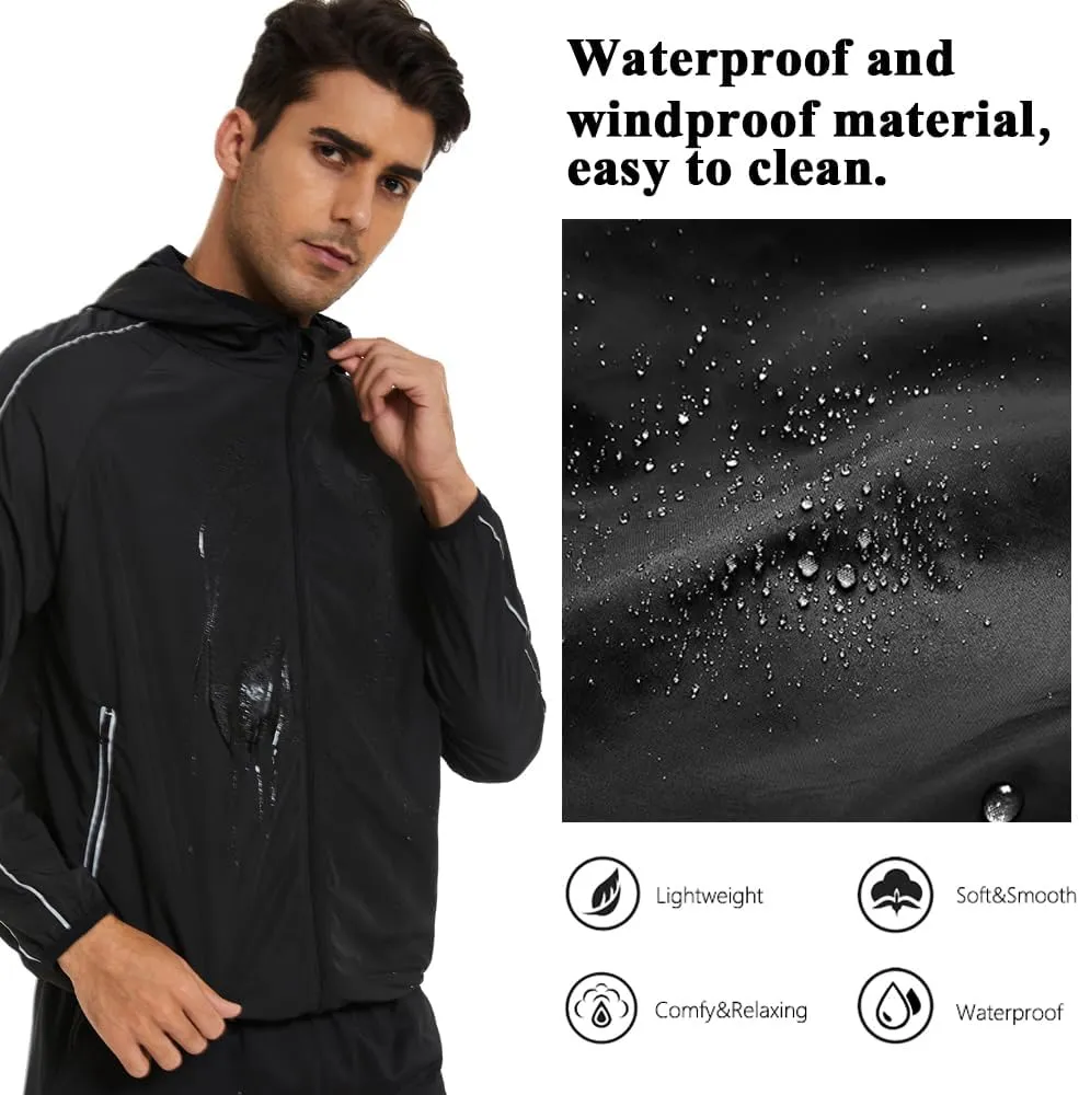 LAZAWG Lightweight Waterproof Rain Jacket Men Windproof Raincoat with Hood for Golf Cycling Running Ventures