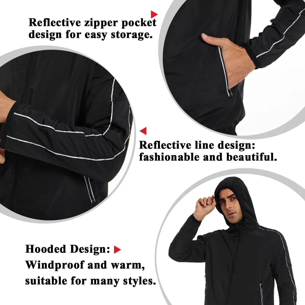 LAZAWG Lightweight Waterproof Rain Jacket Men Windproof Raincoat with Hood for Golf Cycling Running Ventures
