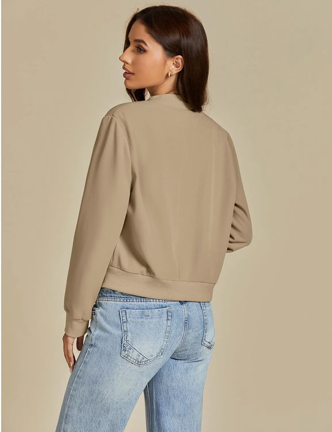 luvamia Bomber Jackets for Women Fall Casual Button Down Long Sleeves Trendy Varsity Jacket Outerwear Coat with Pockets